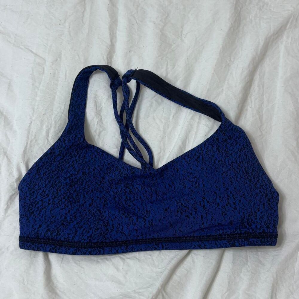 LULULEMON Royal Blue Black Racerback Women's Sz 6 Activewear Athletic Sports Bra